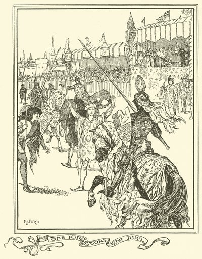 The King Stops the Duel (Engraving) by Henry Justice Ford