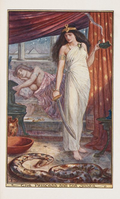 The Princess and the Snake, illustration from The Brown Fairy Book by Andrew Laing, 1904 by Henry Justice Ford