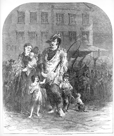 Refugees from Northern Missouri entering St. Louis by Henry Louis Stephens