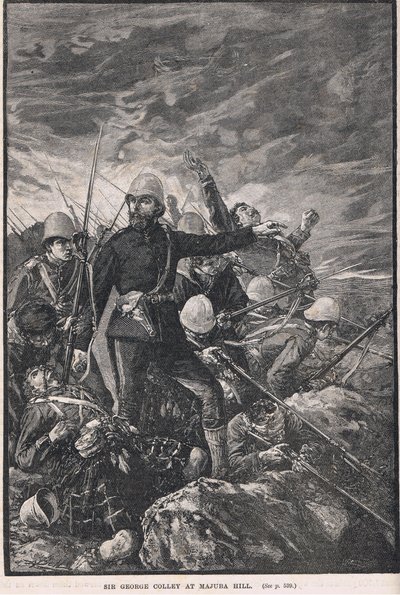 Sir George Colley at Majuba Hill, illustration from Cassell