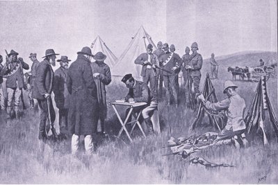 Swearing the oath of neutrality (illustration from After Pretoria: The Guerilla War, 1902) by Henry Marriott Paget