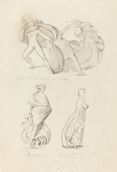 Drapery, Three Figures, a Bacchante and Two From Nature by Henry Noel Humphreys after John Flaxman