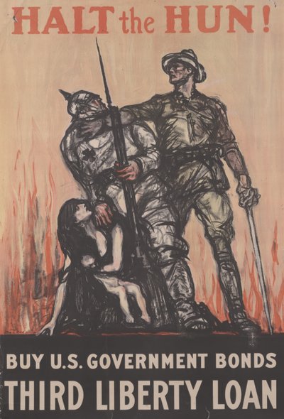 Halt the Hun! Buy US Government Bonds, Third Liberty Loan, c.1918 by Henry Patrick Raleigh