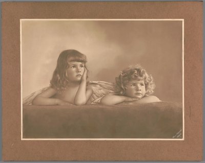 Portrait of Agnes Renée and Irène Heloïse Pauw van Wieldrecht, Daughters of the Photographer, in a Pose Derived from the Putti on the Sistine Madonna by Raphael (Dresden, Galerie Alte Meister) by Henry Pauw van Wieldrecht