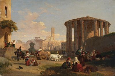 The Temple of Vesta, the Piazza di Bocca di Verita by Henry Penry Williams