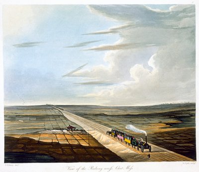 View of the Railway across Chat Moss, Liverpool and Manchester Railway by Henry Pyall