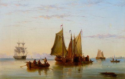 Fishing Boats and Other Vessels on the Scheldt near Rotterdam by Henry Redmore