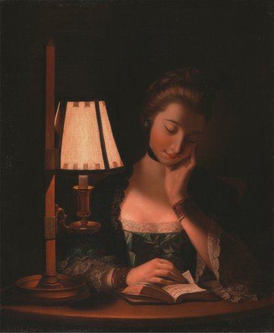 Woman Reading by a Paper-Bell Shade by Henry Robert Morland