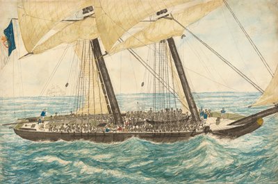 The Portuguese Slaver Diligenté Captured by H.M. Sloop Pearl with 600 Slaves on Board by Henry Samuel Hawker