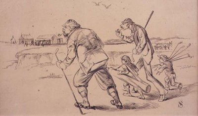Golfers off to Practice on the Beach, Illustration from 