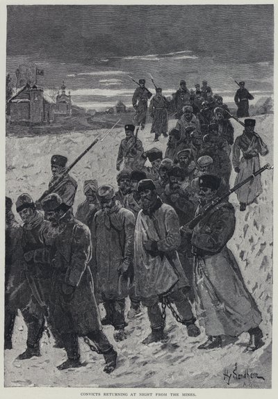 Kara, Convicts returning at night from the mines by Henry Sandham