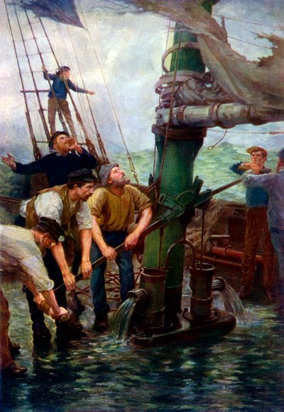 All Hands at the Pumps! by Henry Scott Tuke