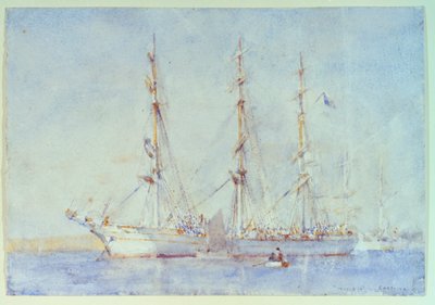 French Ship Marecual de Cashes at Falmouth July 1914, early 20th century by Henry Scott Tuke