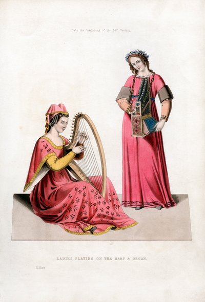 Ladies Playing on the Harp and Organ by Henry Shaw
