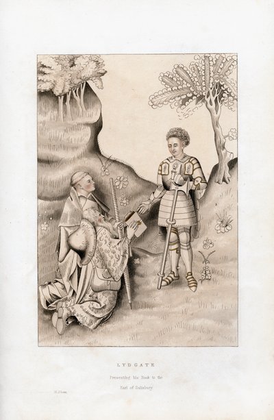 Lydgate Presenting His Book to the Earl of Salisbury, 1426, 1843 by Henry Shaw