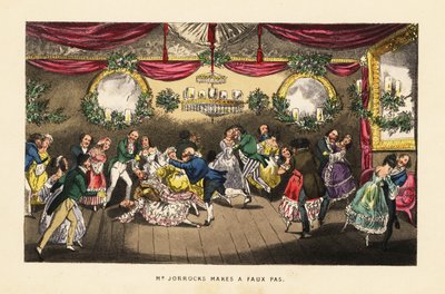 Dancers colliding during a waltz at a posh ball in Paris by Henry Thomas (after) Alken