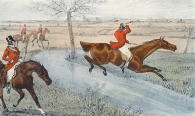 Mytton on "Baronet" clears nine yards of water by Henry Thomas (after) Alken