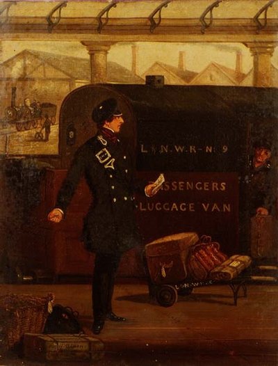 A Guard by a L & N-W. R. Luggage Van by Henry Thomas Alken