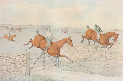 A Steeplechase: A Slap at a Stone Enclosure. 5 to 4 on White by Henry Thomas Alken