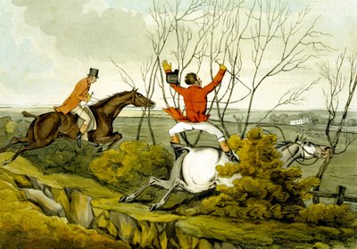 Plunging Through the Hedge by Henry Thomas Alken