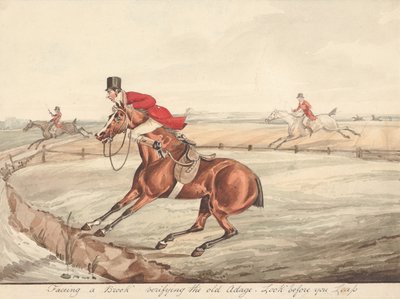 Qualified Horses and Unqualified Riders: Facing a Brook Verifying the Old Adage, Look Before You Leap by Henry Thomas Alken