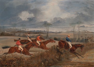 Scenes from a Steeplechase: Taking a Hedge by Henry Thomas Alken