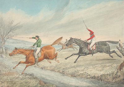 Steeplechasing: Three Riders Taking a Brook by Henry Thomas Alken