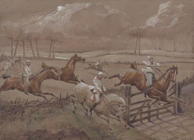The Last Field near Nacton Heath, plate 3, from The First Steeple Chase on Record, engraved by J. Harris, printed by Ackermann, London in 1839 by Henry Thomas Alken