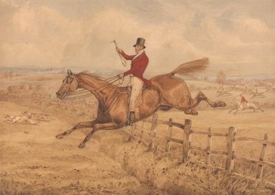 Topping a Flight of Rails and Coming Well into the Next Field by Henry Thomas Alken