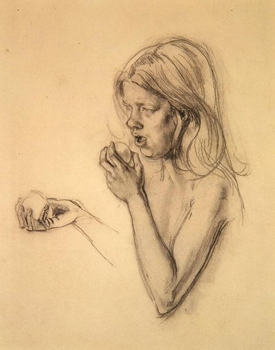 Head and Shoulders of a Girl as Eve (?) by Henry Tonks
