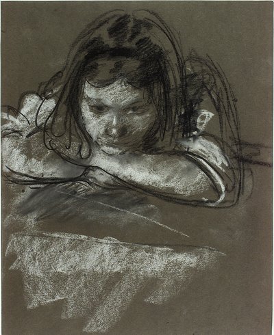 Head and Shoulders of a Girl at a Table by Henry Tonks