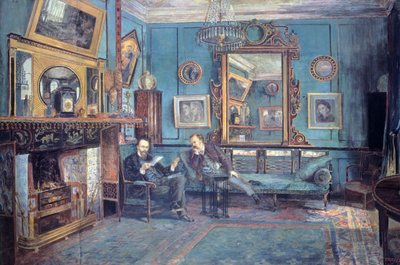 Dante Gabriel Rossetti Reading Poem to Theodore Watts-Dunton in Living Room by Henry Treffry Dunn