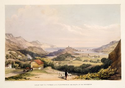 Carlist Fort, El Parque, with Fontarabia and Mouth of the Bidassoa, from Sketches of Scenery in the Basque Provinces of Spain, with a Selection of National Music, pub. 1838 by Henry Wilkinson