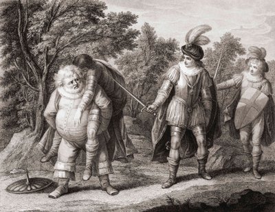Falstaff with the Body of Hotspur on His Back by Henry William (after) Bunbury