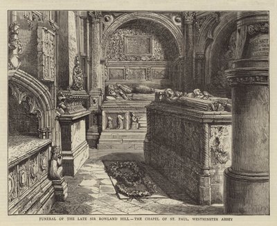 Funeral of the Late Sir Rowland Hill, the Chapel of St Paul, Westminster Abbey by Henry William Brewer