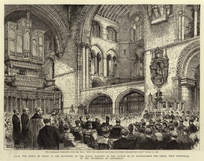 H.R.H. the Prince of Wales at the Re-opening of the North Transept of the Church of St Bartholomew the Great, West Smithfield, by the Archbishop of Canterbury by Henry William Brewer
