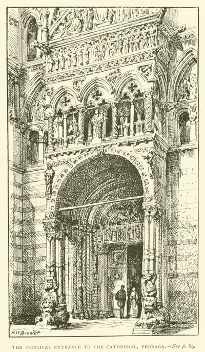 The Principal Entrance to the Cathedral, Ferrara by Henry William Brewer