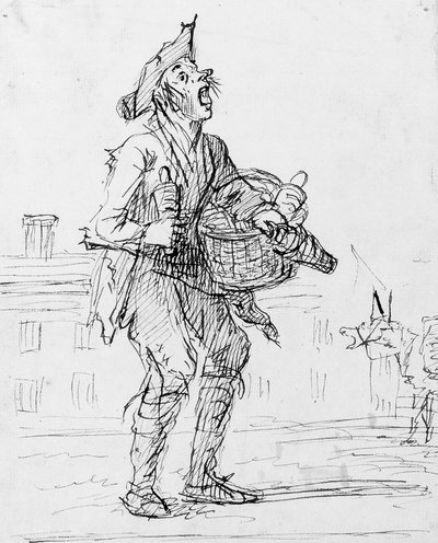 Study of a street crier with a donkey by Henry William Bunbury