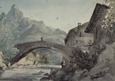 Bridge at Sallanches and the Aiguille de Varens by Henry William Burgess