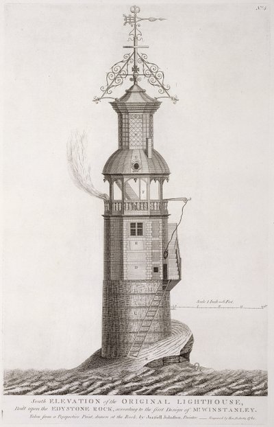 Edystone Lighthouse engraved by Henry Roberts, 1761 by Henry Winstanley