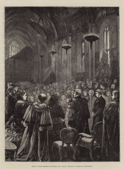 HRH Prince Arthur unveiling the Albert Memorial Window at Guildhall by Henry Woods