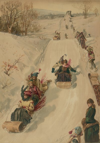 Tobogganing, by L. Prang and Co. by Henry after Sandham