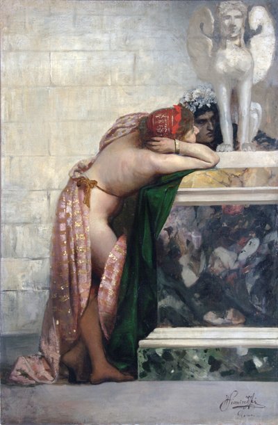 Two Figures by a Statue of Sphinx, 1870s by Henryk Siemiradzki