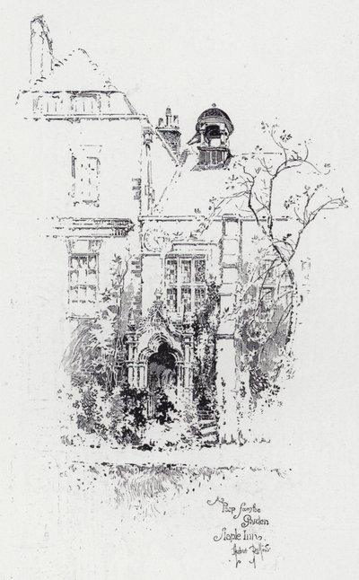 A Peep from the Garden, Staple Inn by Herbert (after) Railton