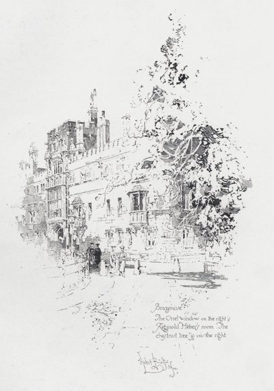 Brasenose College, Oxford, showing the room of English clergyman and writer Reginald Heber by Herbert (after) Railton