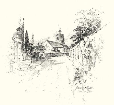 Bromley Church, Kent, in 1790 by Herbert (after) Railton