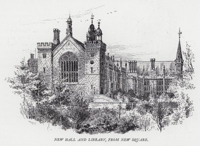 New Hall and Library, from New Square by Herbert (after) Railton