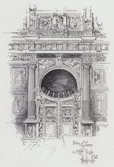 Portion of Screen in Middle Temple Hall by Herbert (after) Railton