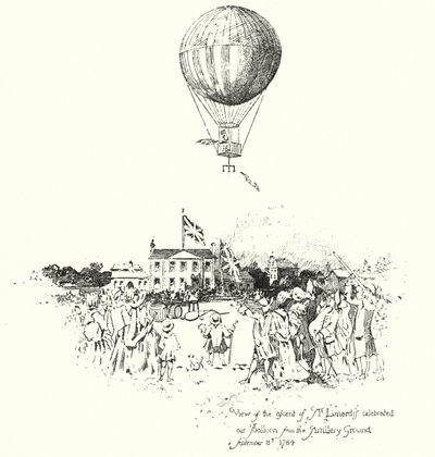 View of the ascent of Mr Lunardi’s Celebrated Air Balloon, from the Artillery Ground by Herbert (after) Railton