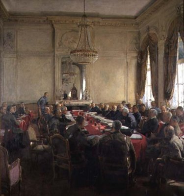 A Meeting of the Interallied Superior Council at the Trianon Palace, Versailles July 1918 by Herbert Arnould Olivier